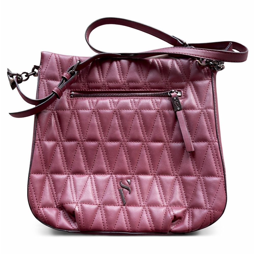 Simply Vera Vera Wang Burgundy Wine Quilted Crossbody Bag Adjustable Strap